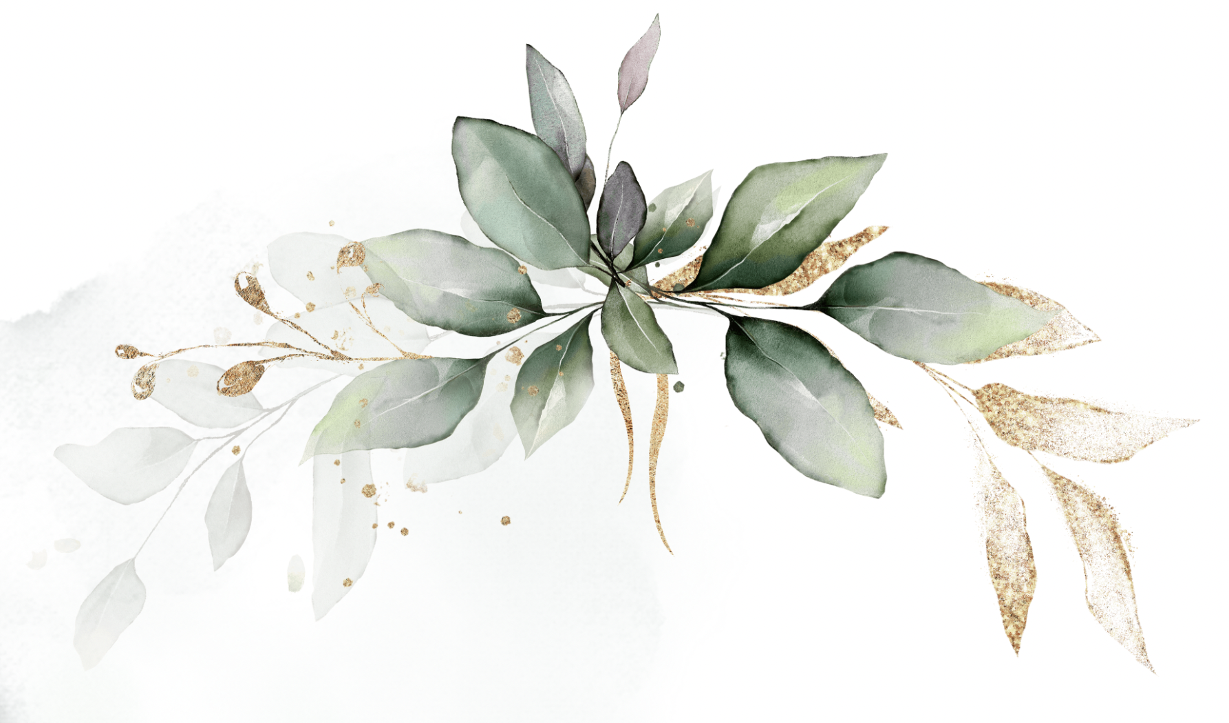 Illustration florale vert et or